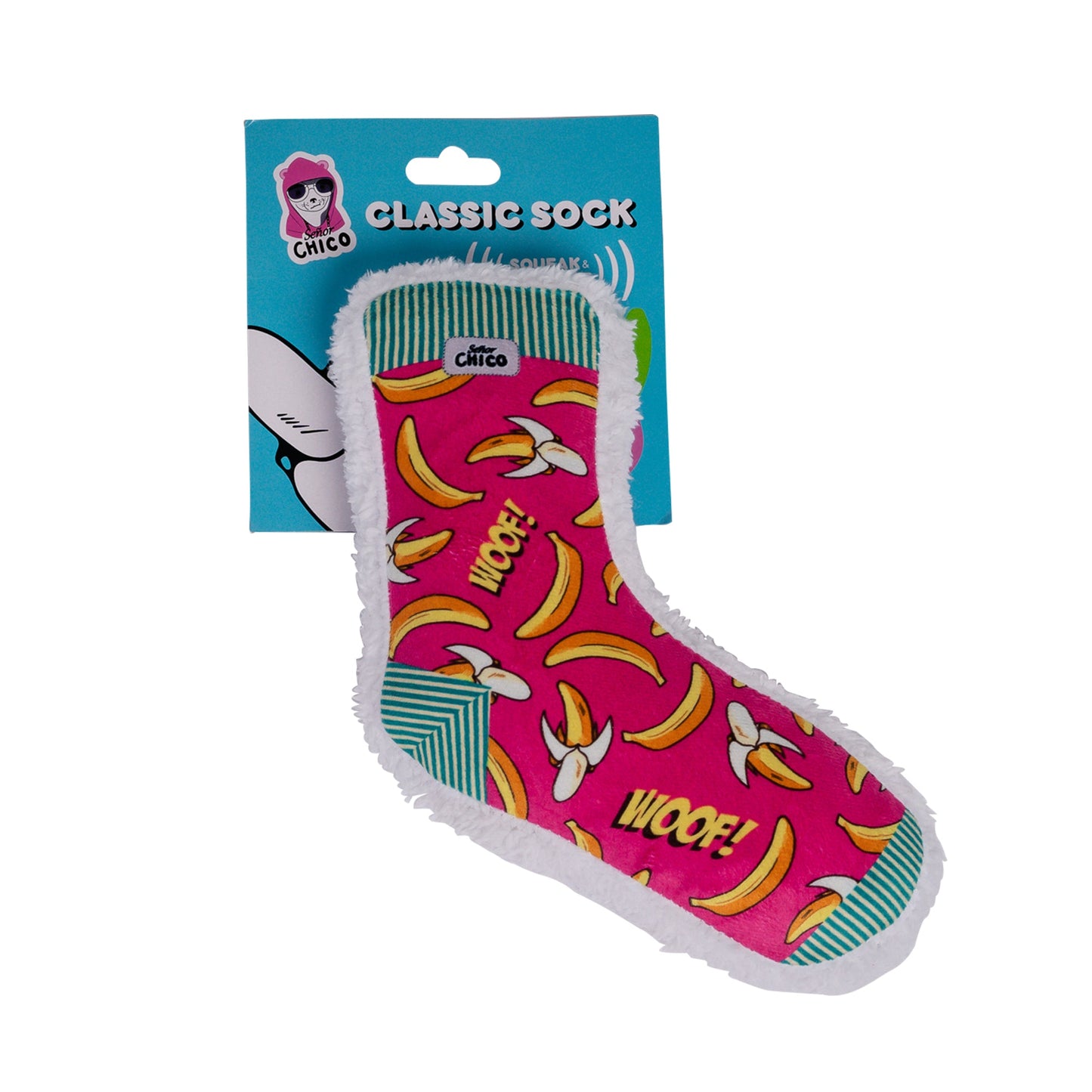 Squeaking Banana Plush Sock Dog Toy