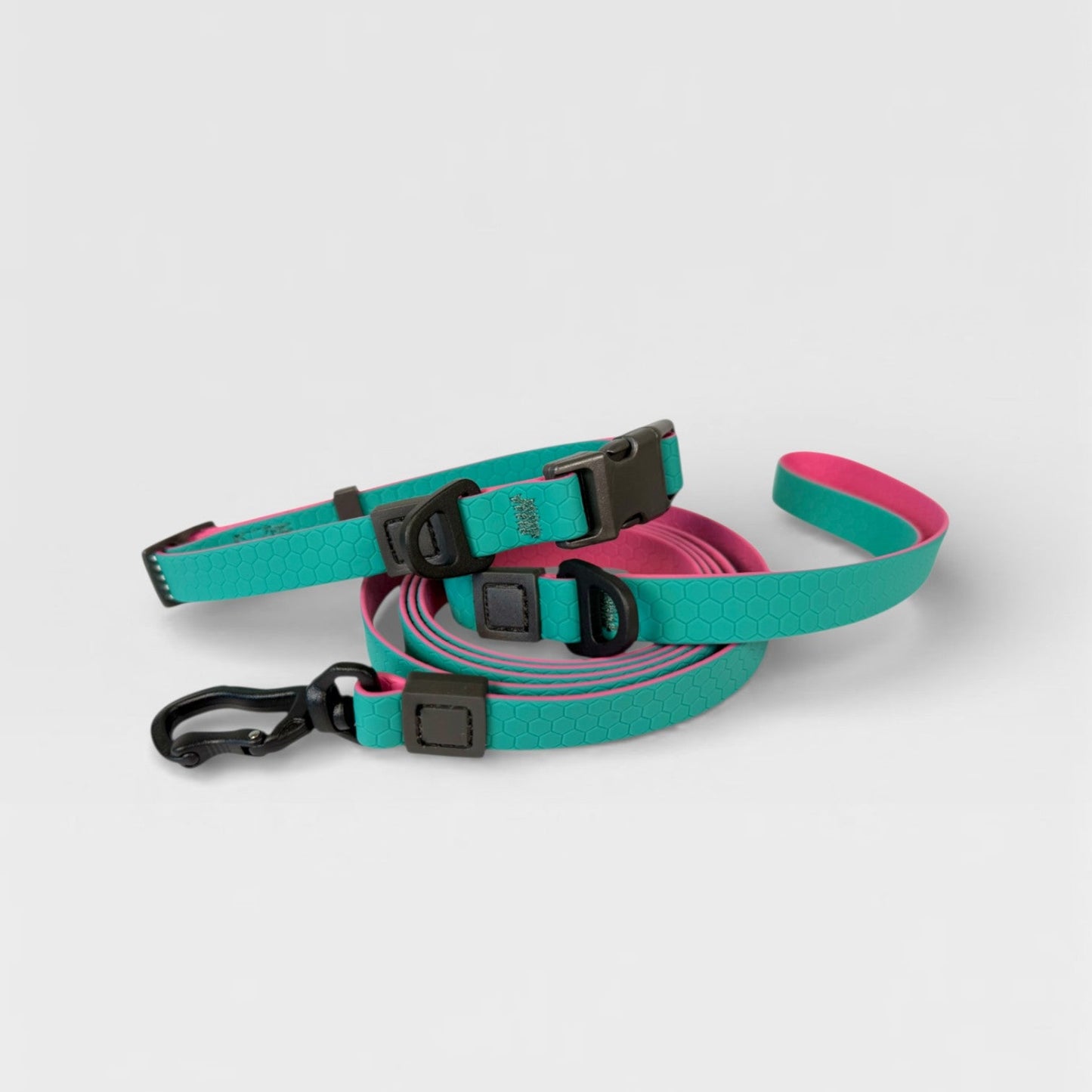 Green and Pink Waterproof Dog collar and Leash Set