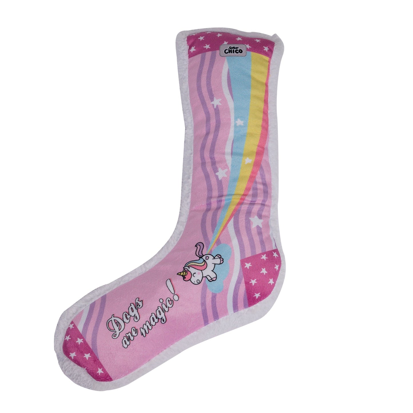 Squeaking Unicorn Plush Sock Dog Toy