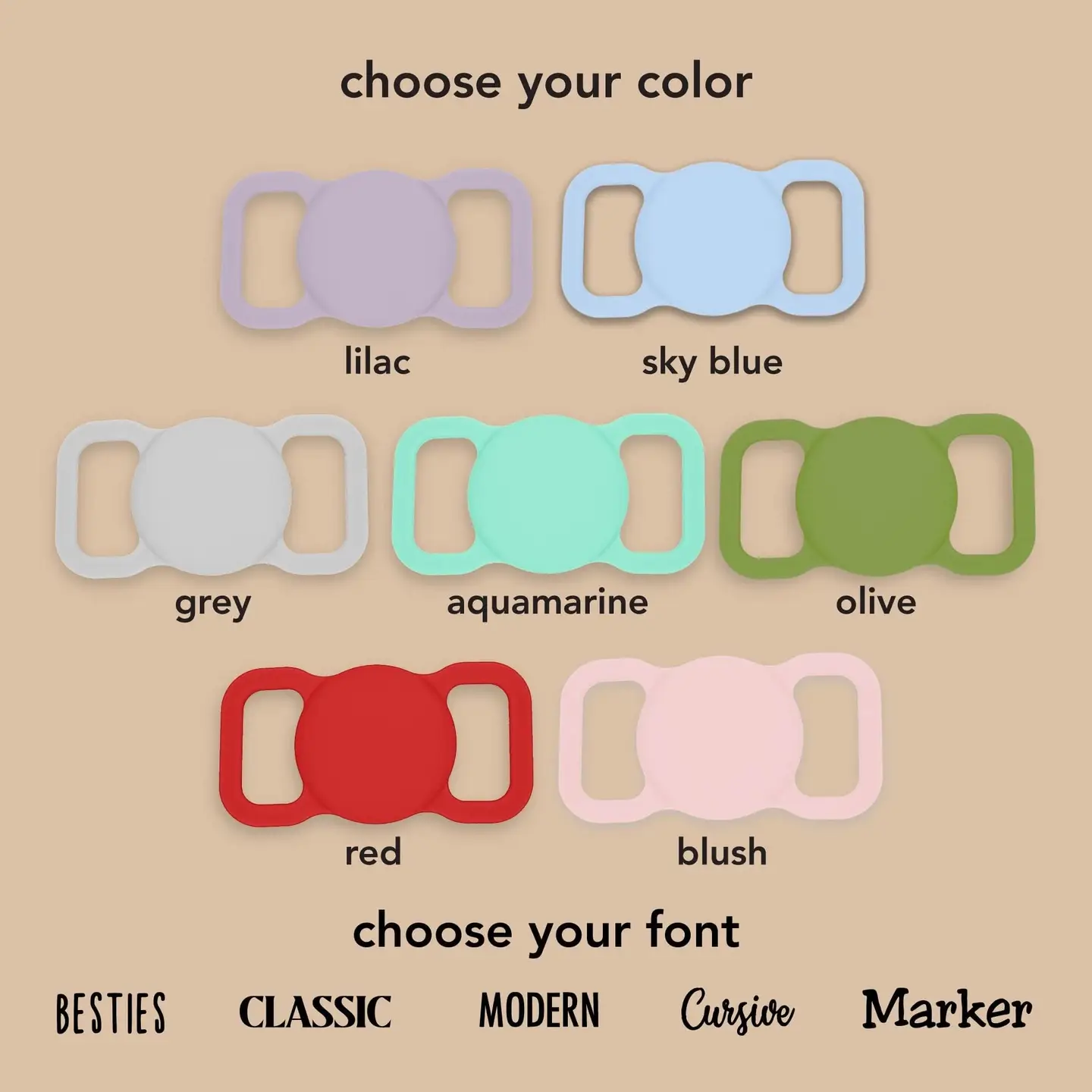 Classic Personalized Silicone Pet Airtag Holder