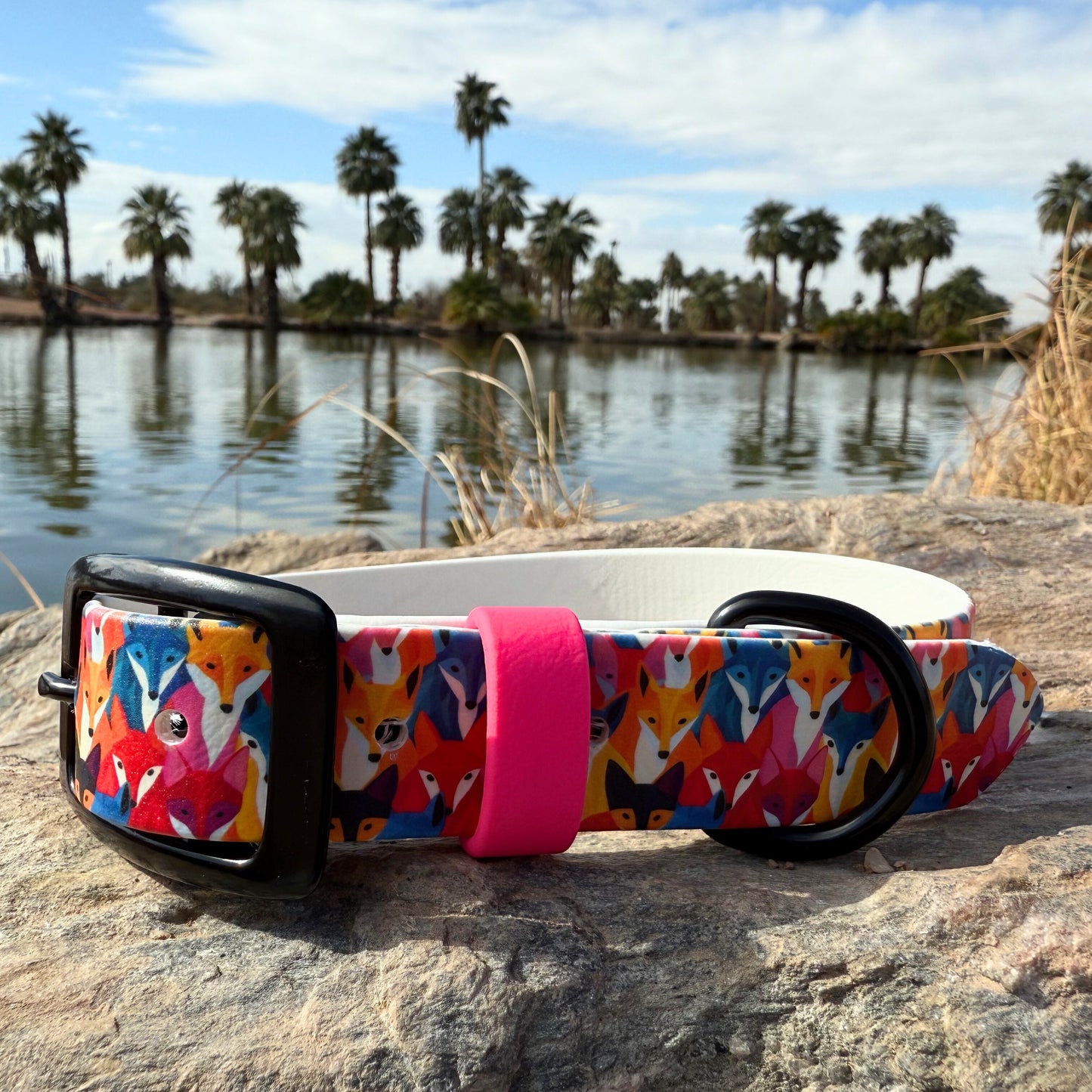 Fox Pattern Printed Biothane Collar