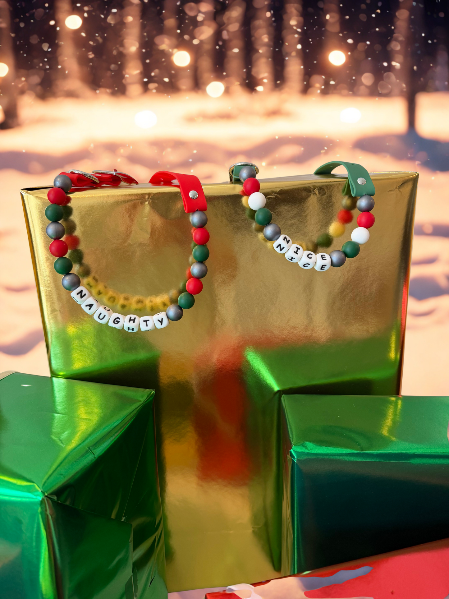 Naughty or Nice Beaded Holiday Dog Collar