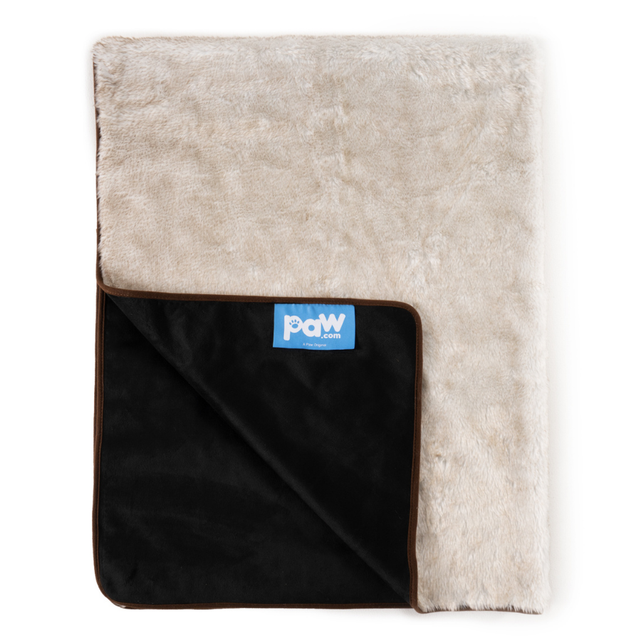 PupProtector™ Summer Short Fur Waterproof Throw Blanket - White with Brown Accents