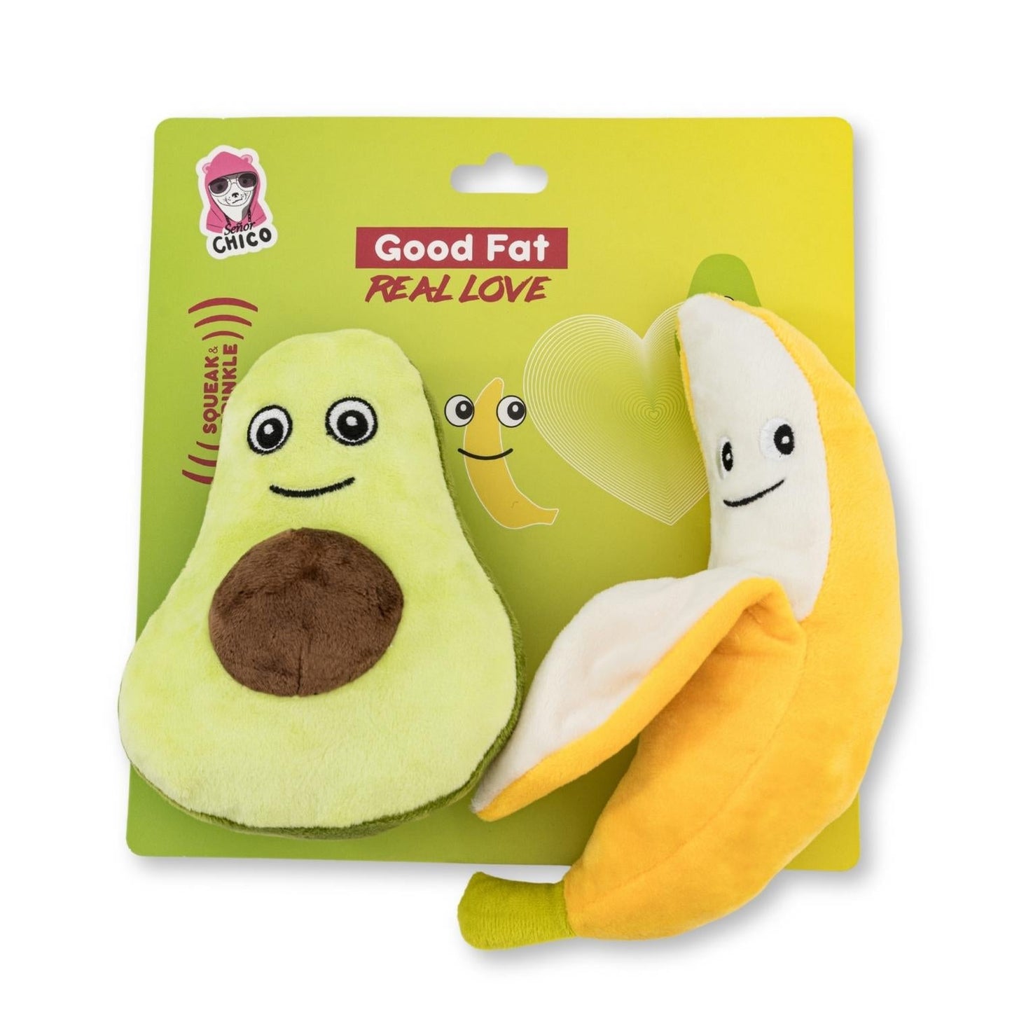 Avocado & Banana Squeaker Dog Toy Gift Set