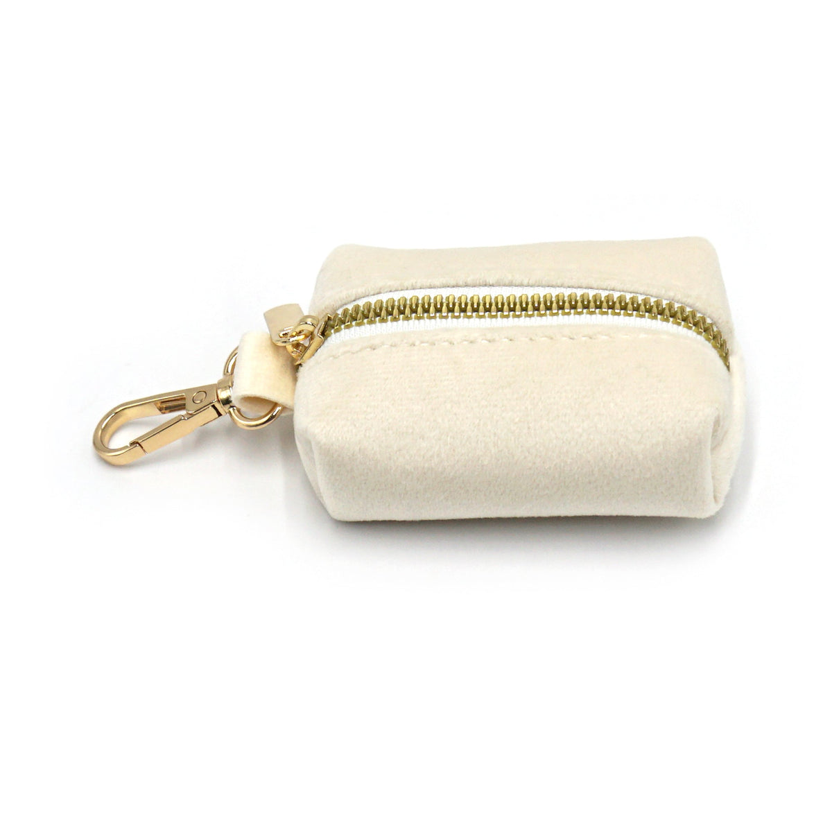 Cream Signature Velvet poop bag dispenser side view