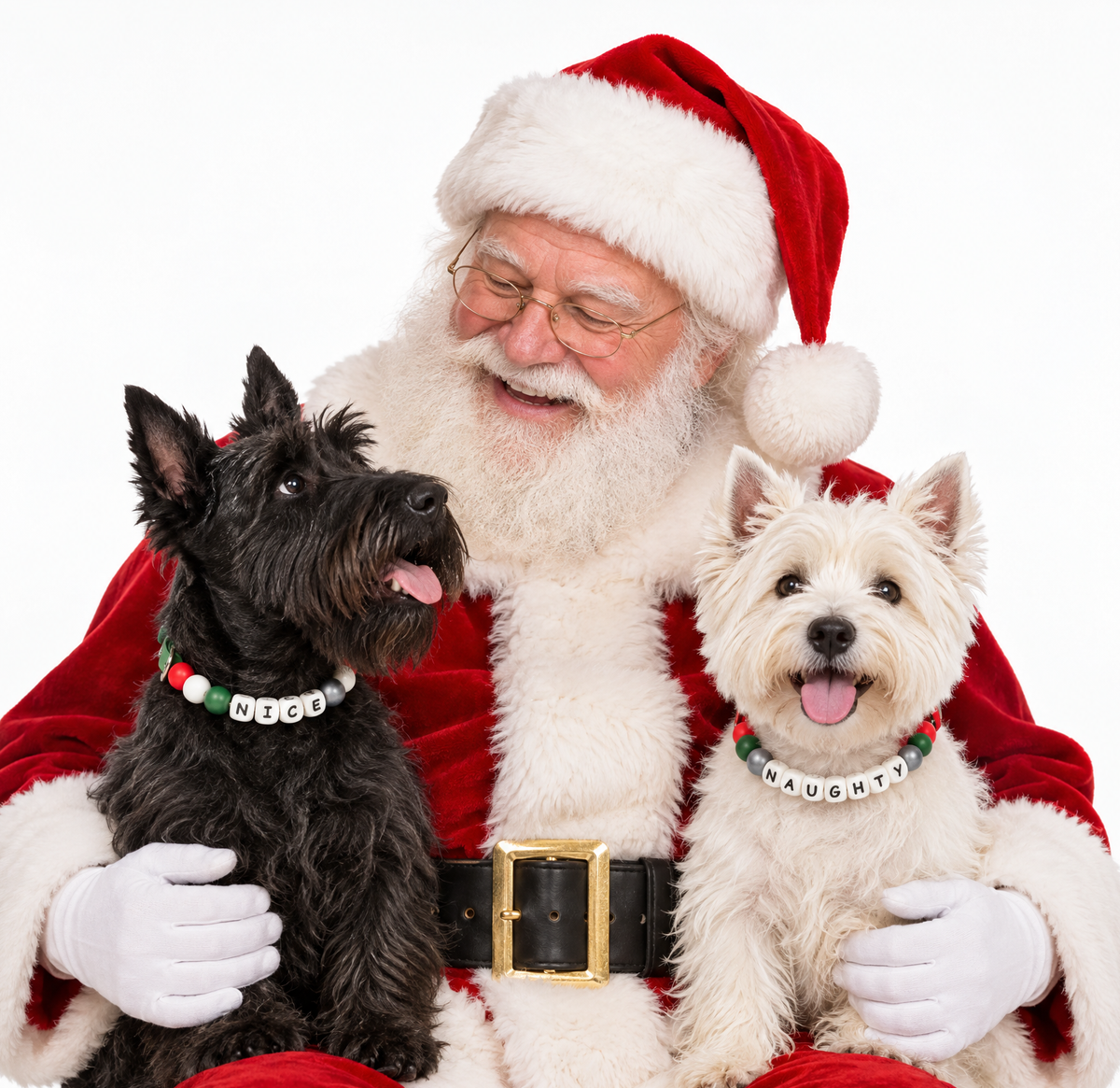 Naughty or Nice Beaded Christmas Dog Collar