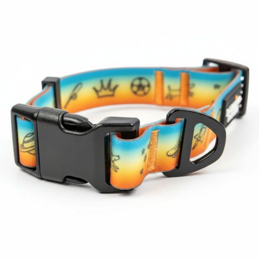 Doodles Waterproof Dog Collar - Orange Gradient - Front