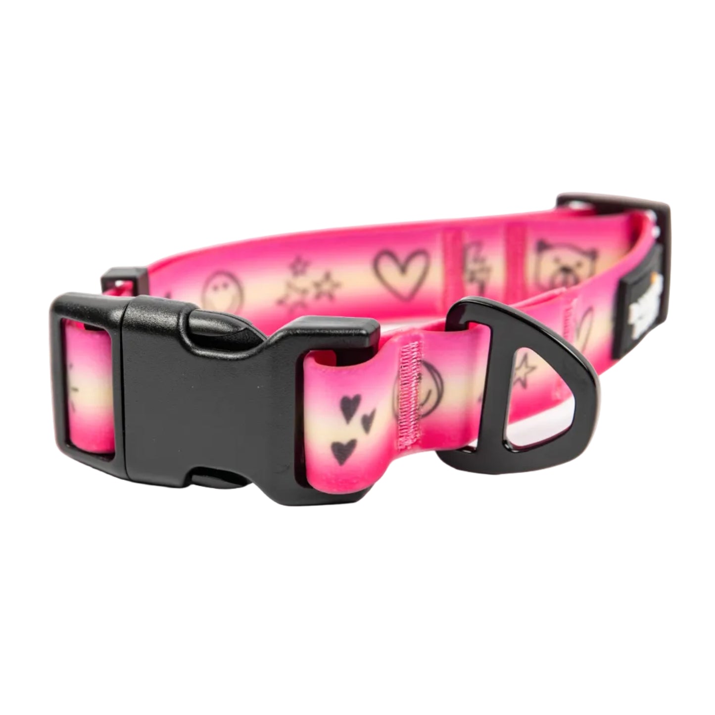 Doodles Waterproof Dog Collar - Pink Gradient - Front
