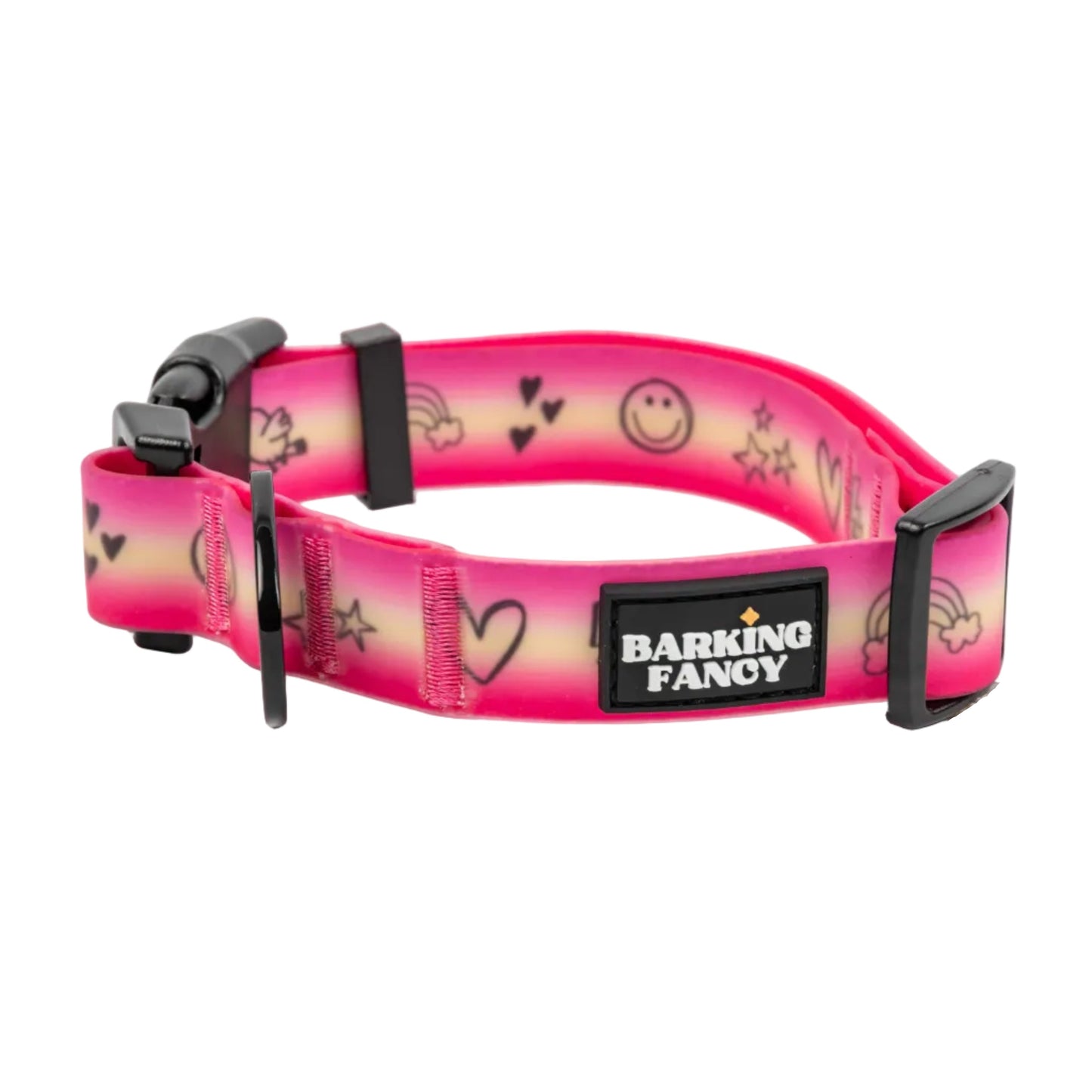 Doodles Waterproof Dog Collar - Pink Gradient - Side