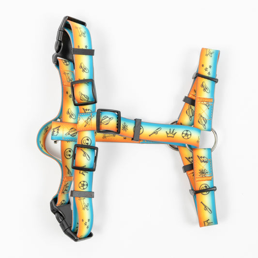 Doodles Waterproof Dog Harness - Orange Gradient - Bottom