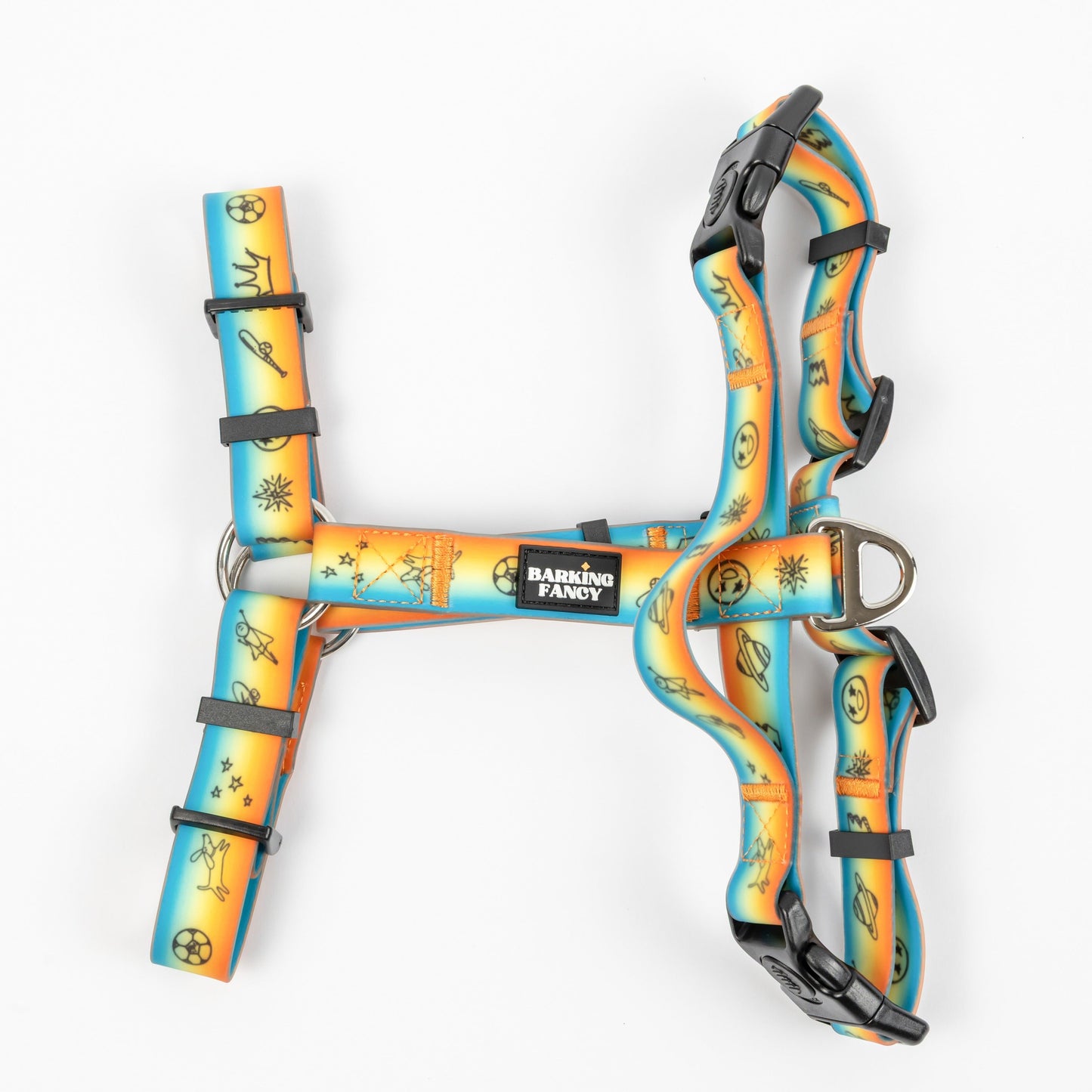 Doodles Waterproof Dog Harness - Orange Gradient - Top
