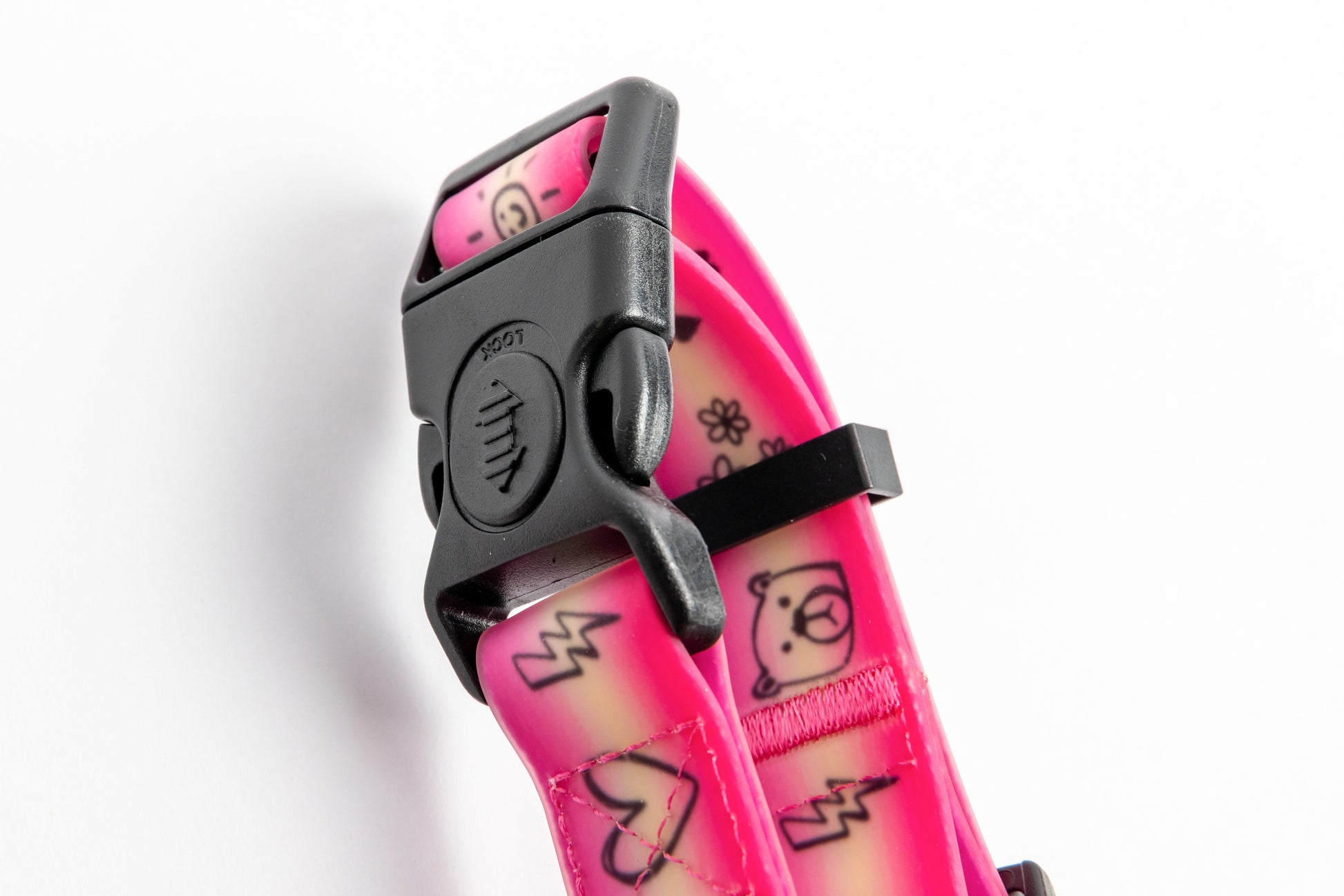 Doodles Waterproof Dog Harness - Pink Gradient - Feature - Locking Quick Release Buckle 2