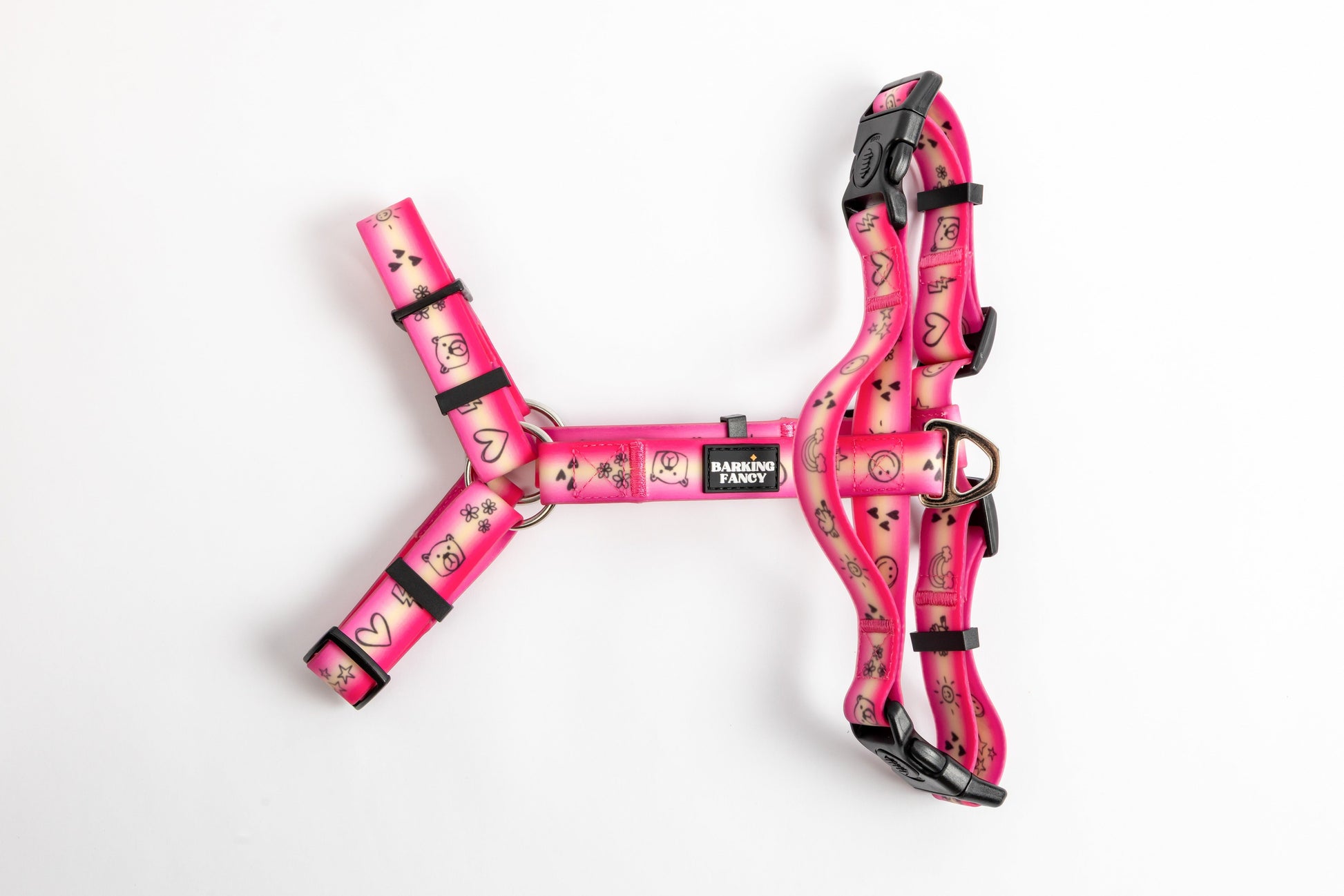 Doodles Waterproof Dog Harness - Pink Gradient - Top