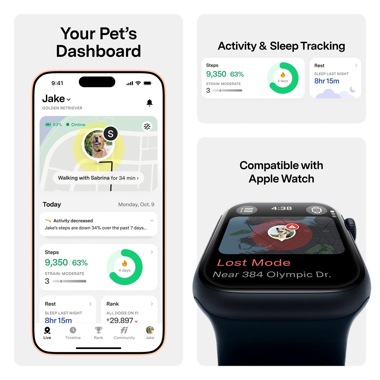 Fi Mini GPS Tracker for Dogs (6-Month Membership Included)