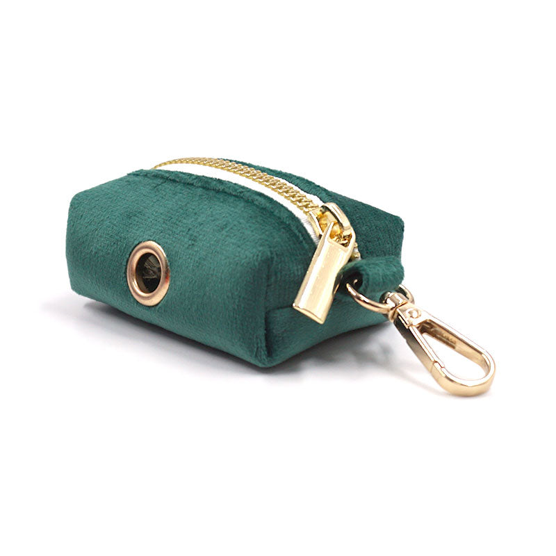 Fir Signature Velvet poop bag dispenser with brass hardware