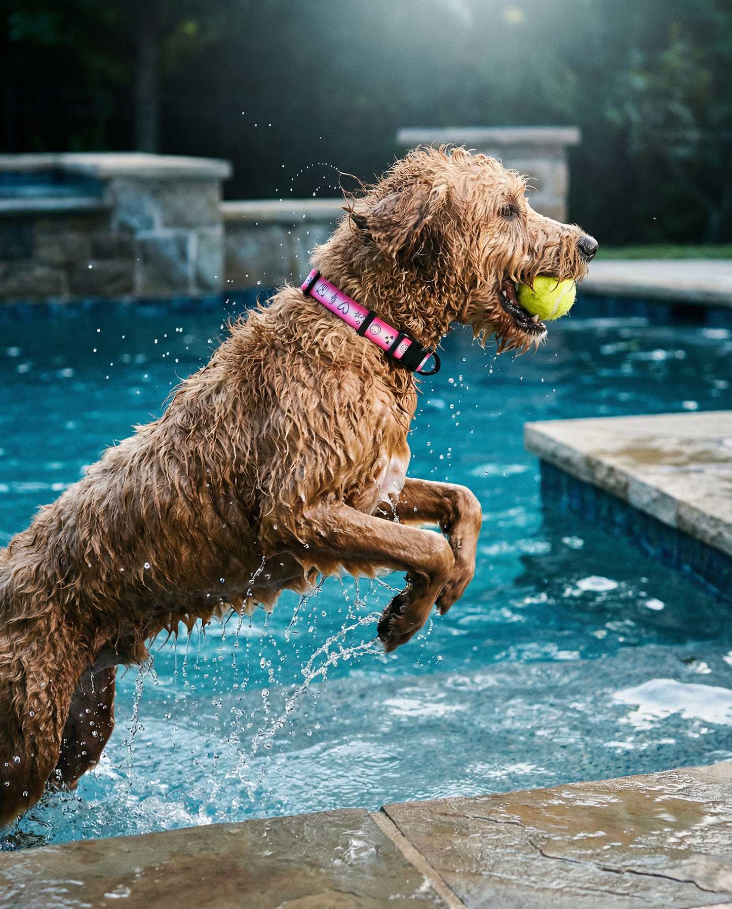 "Doodles" Waterproof Dog Collar - Pink Gradient