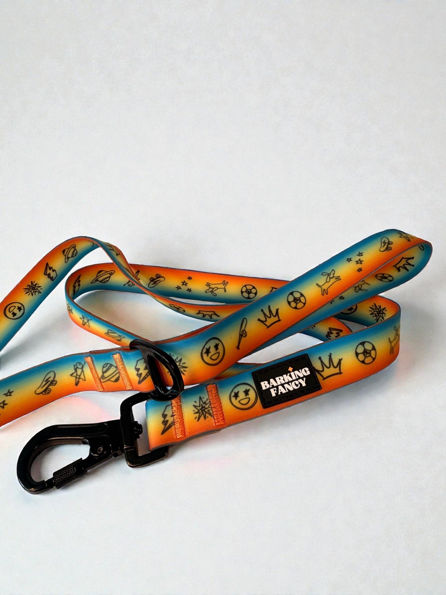 "Doodles" Waterproof Dog Leash - Orange Gradient