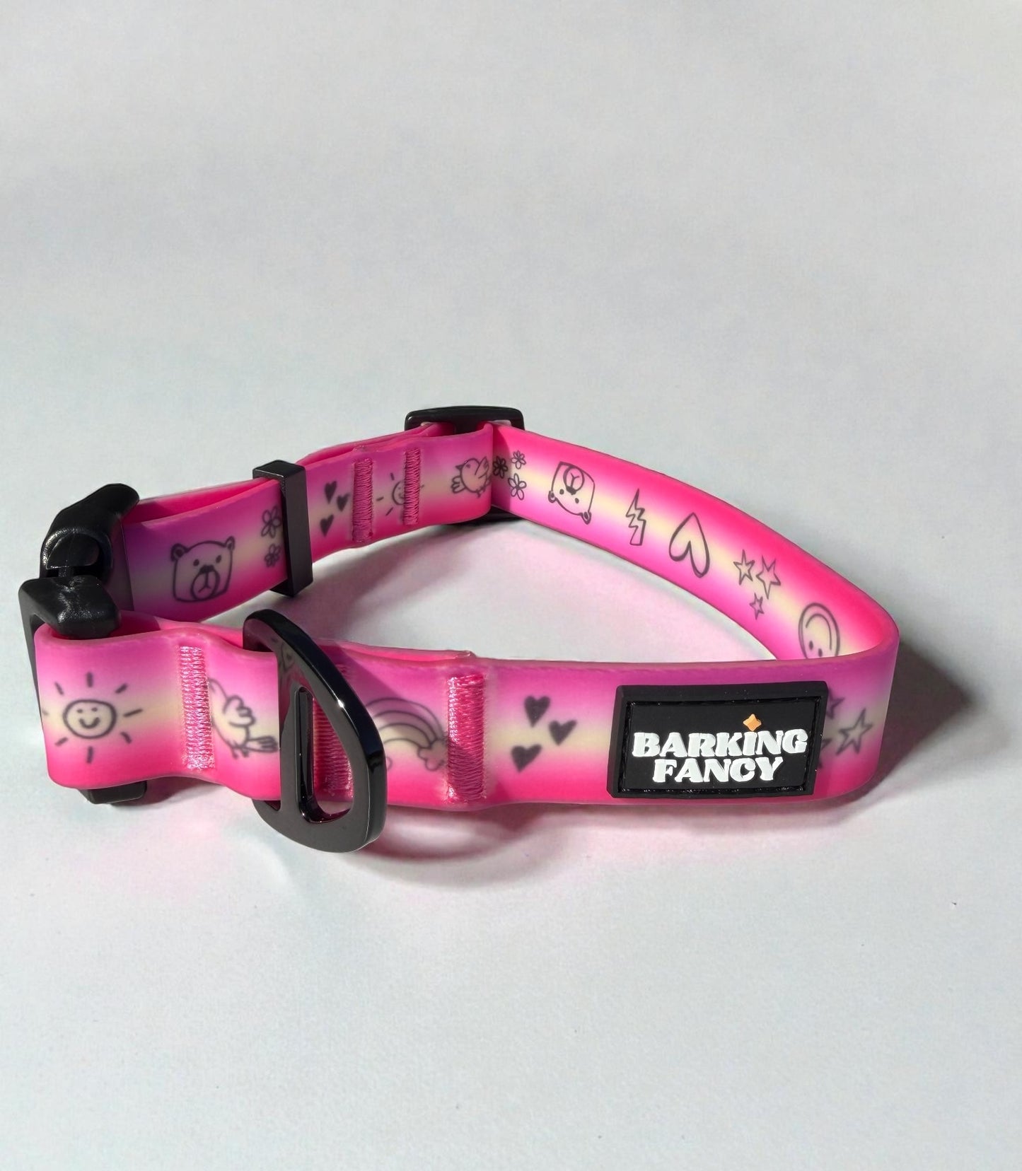 "Doodles" Waterproof Dog Collar - Pink Gradient