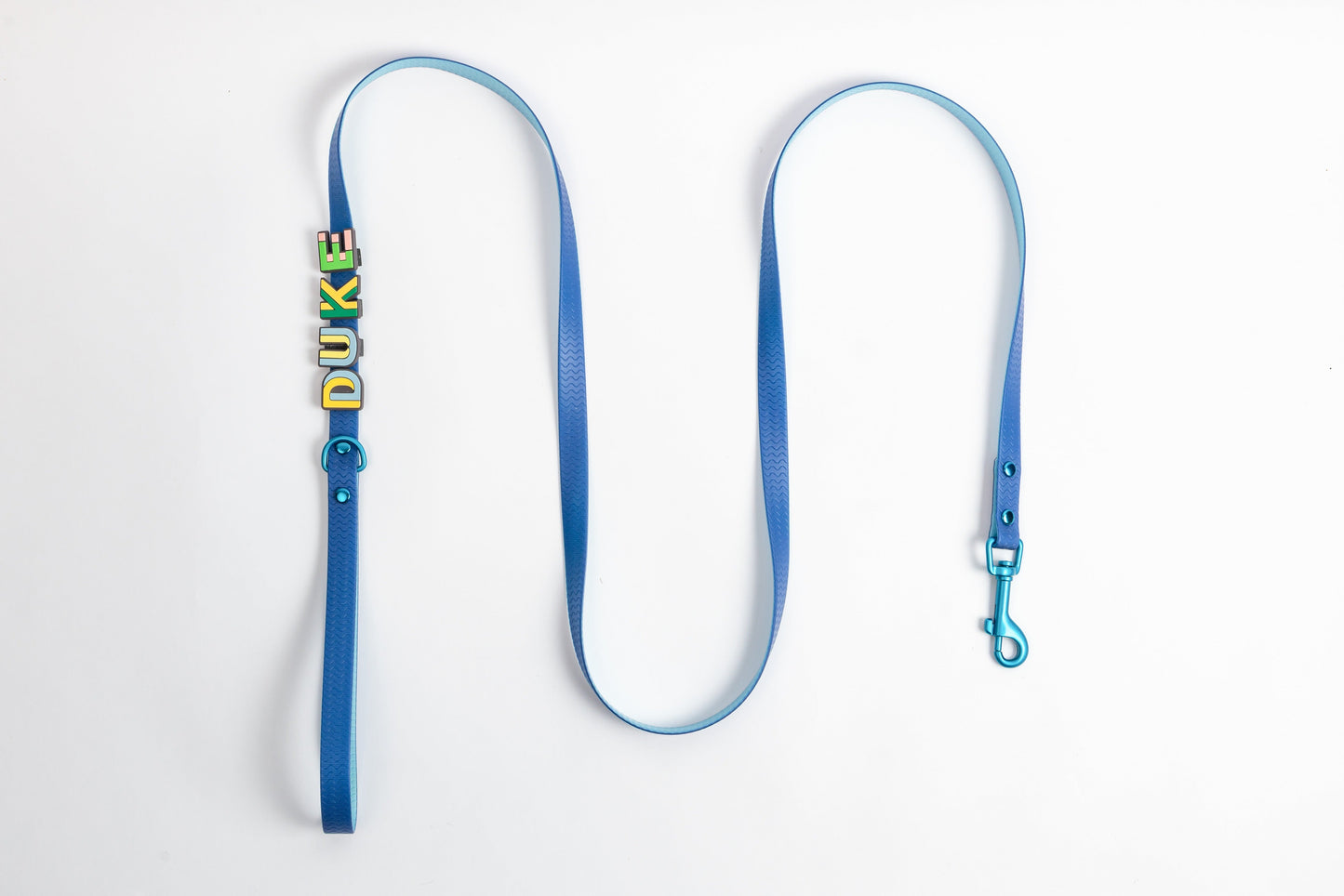 Jelly Waterproof Dog Leash - Blue - Flat Lay
