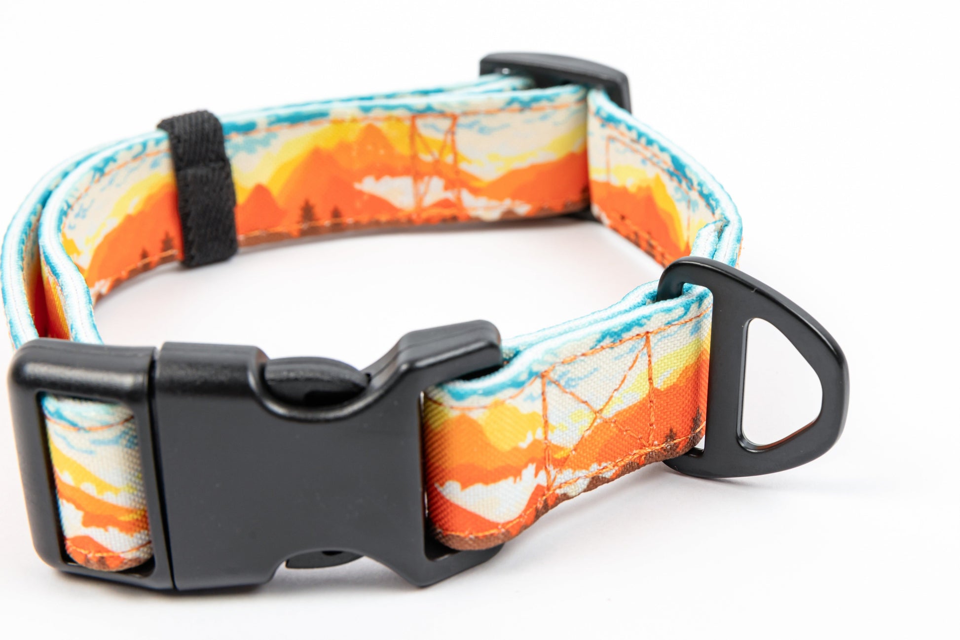 Mountainscape Canvas Dog Collar - Orange - Detail - D-Ring