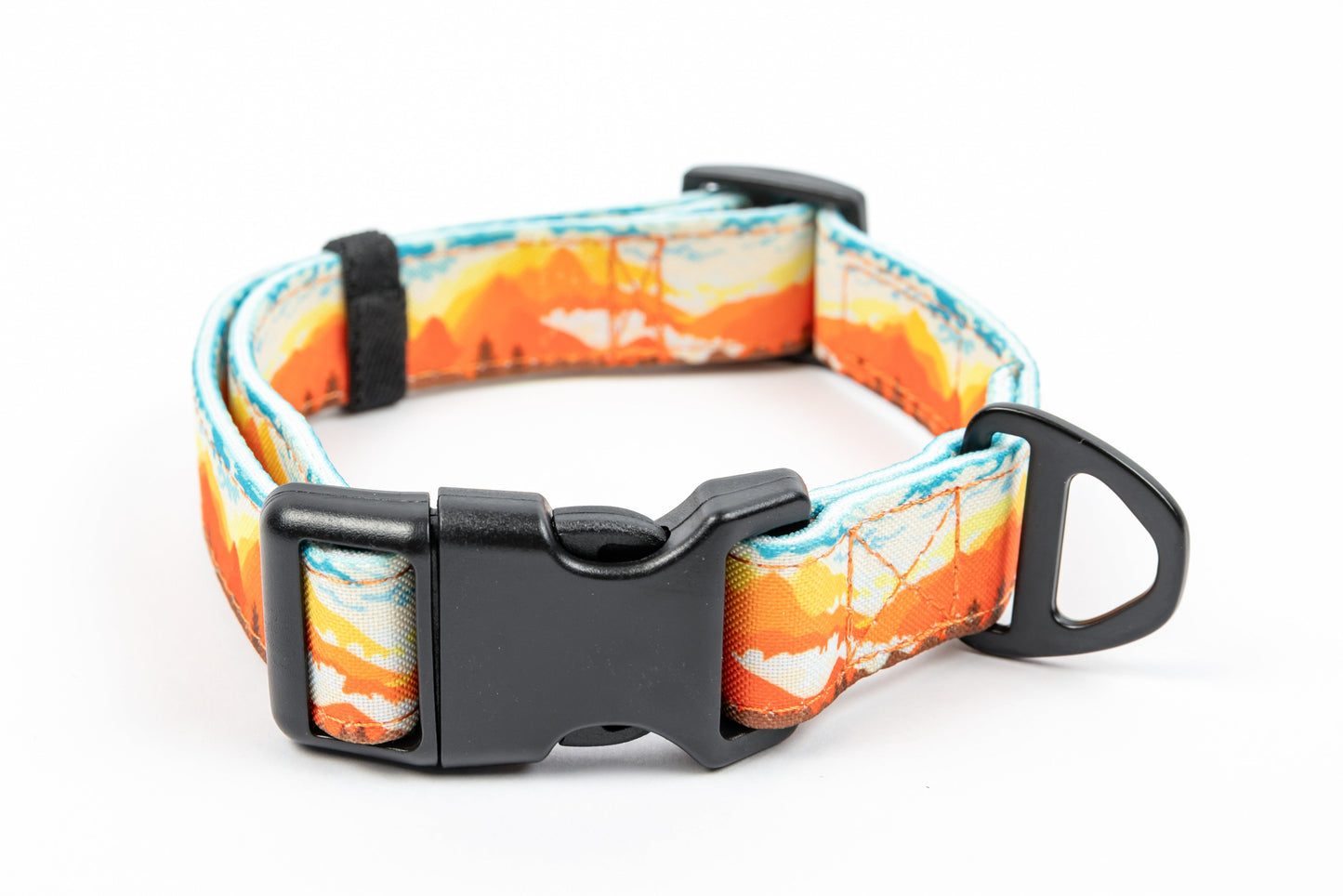 Mountainscape Canvas Dog Collar - Orange - Front