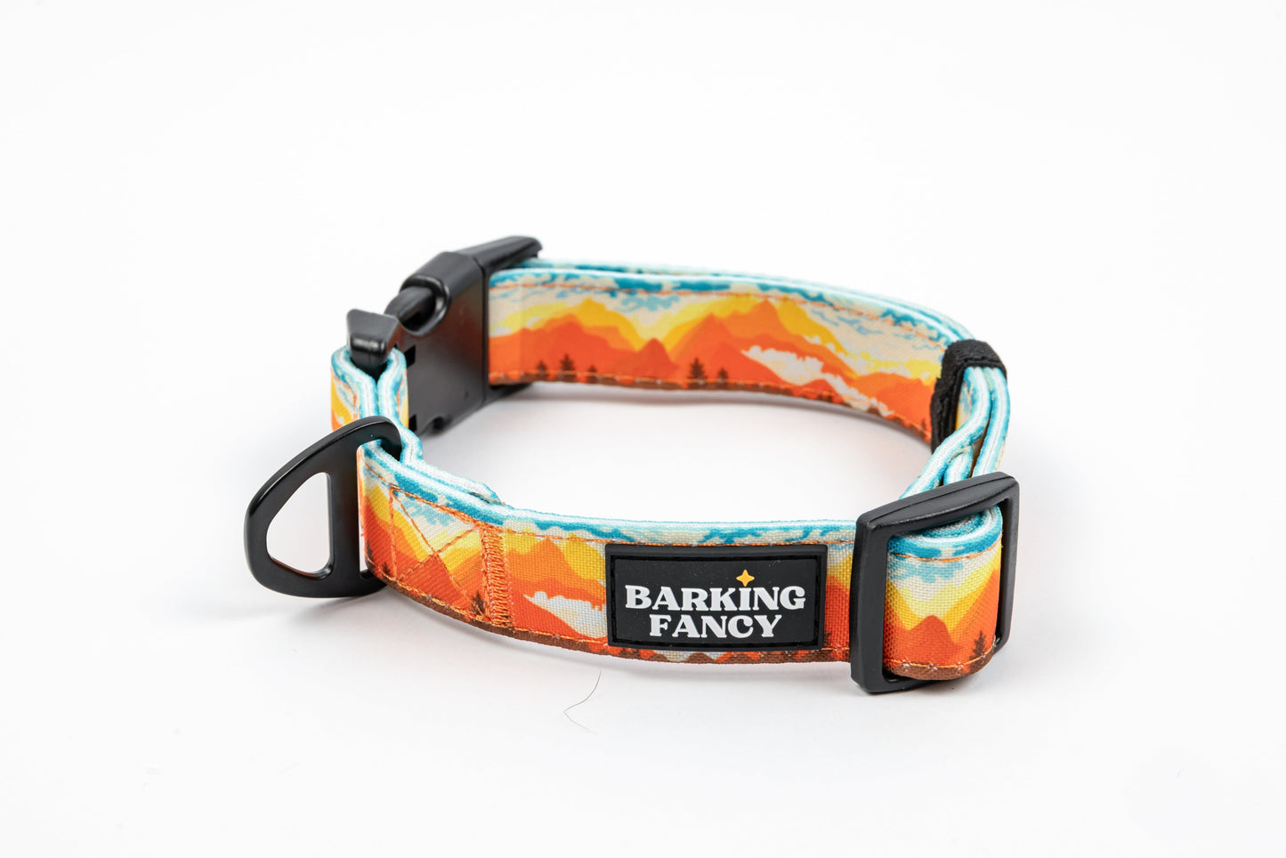 Mountainscape Canvas Dog Collar - Orange - Side