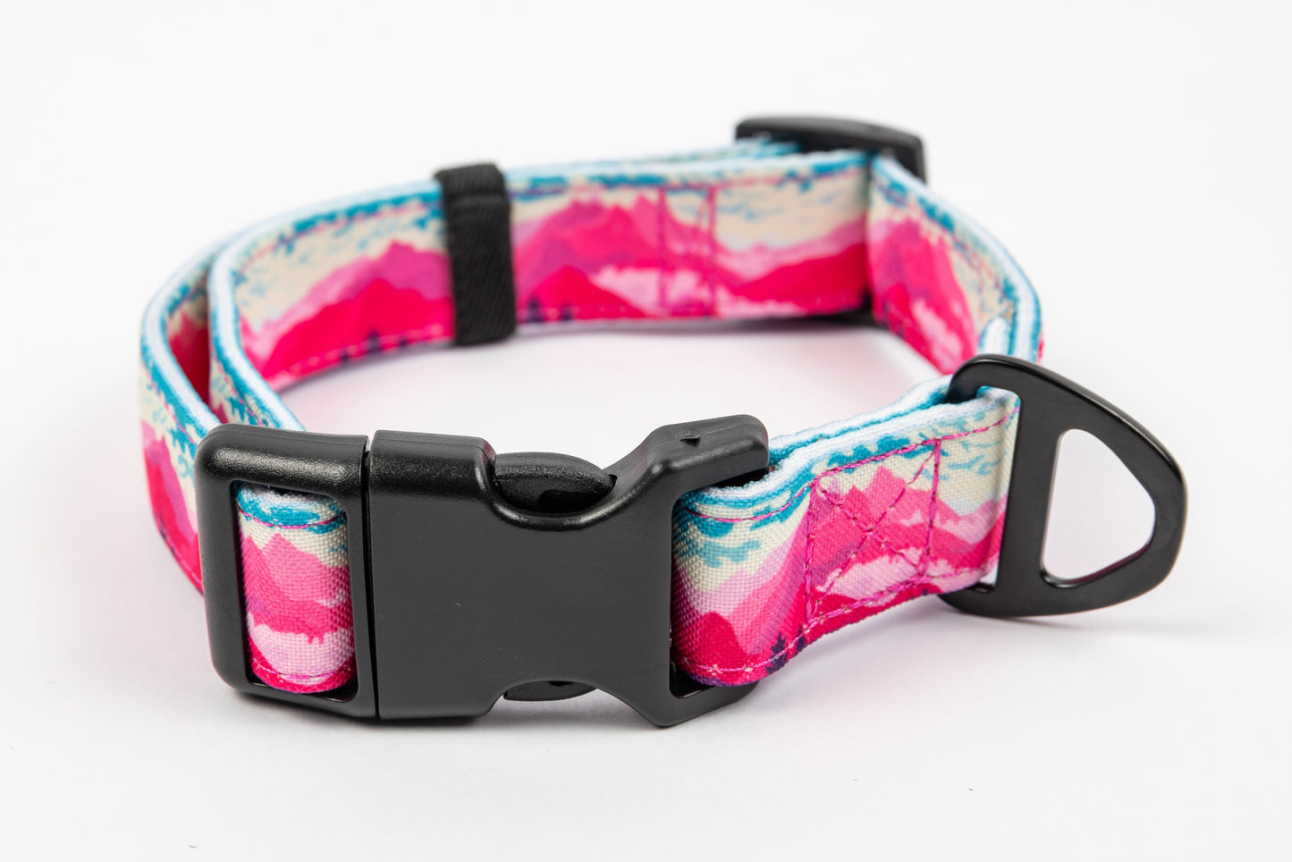 Mountainscape Canvas Dog Collar - Pink - Front