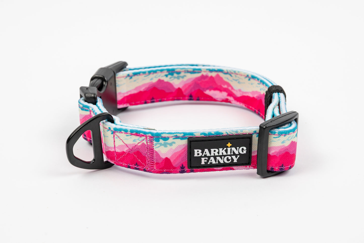 Mountainscape Canvas Dog Collar - Pink - Side