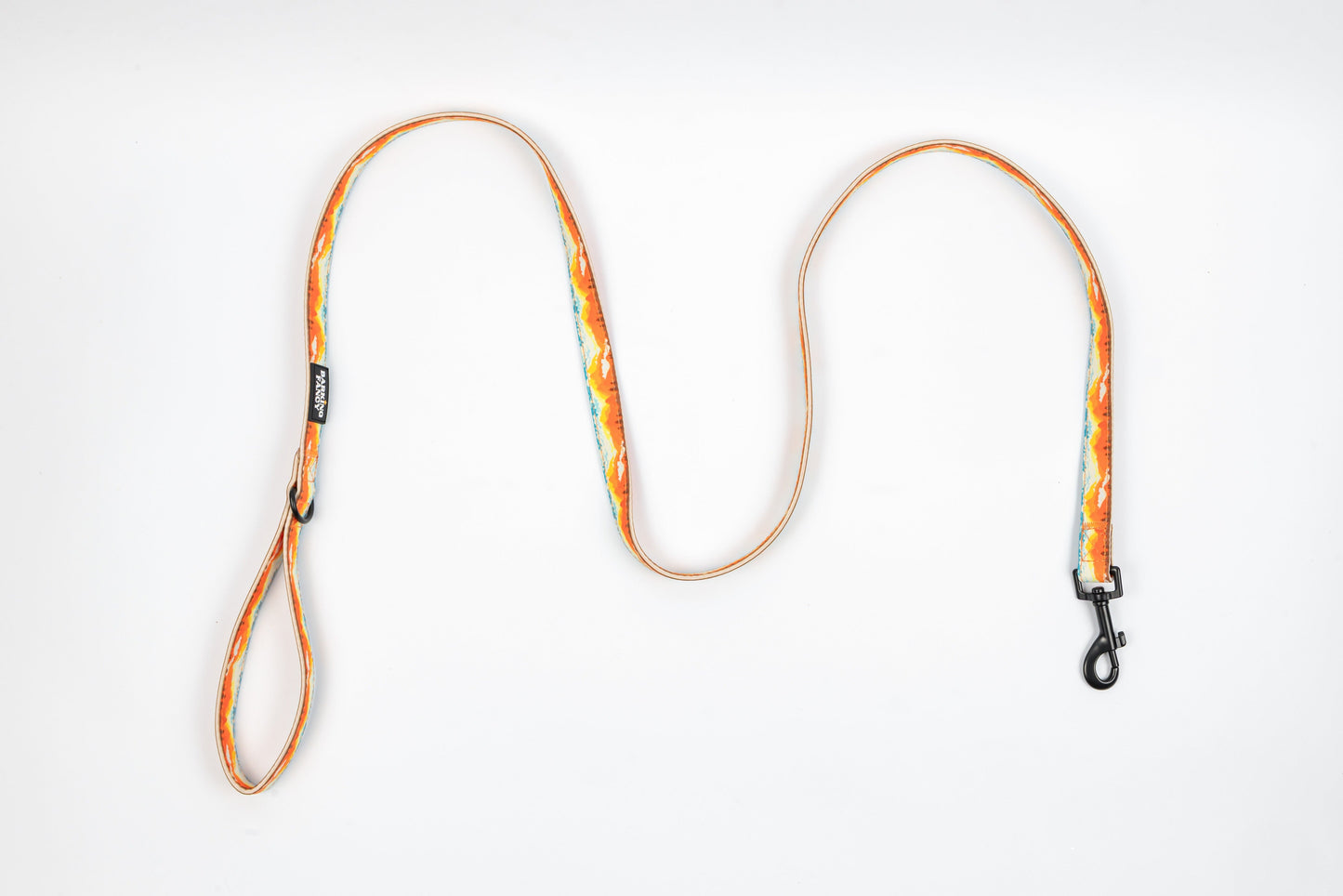 Mountainscape Canvas Dog Leash - Orange - Flat Lay