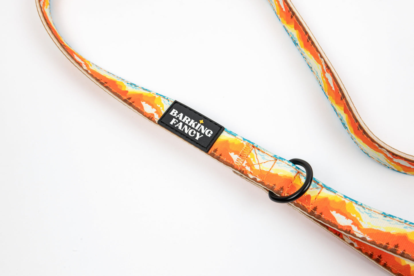 Mountainscape Canvas Dog Leash - Orange - Logo Shot