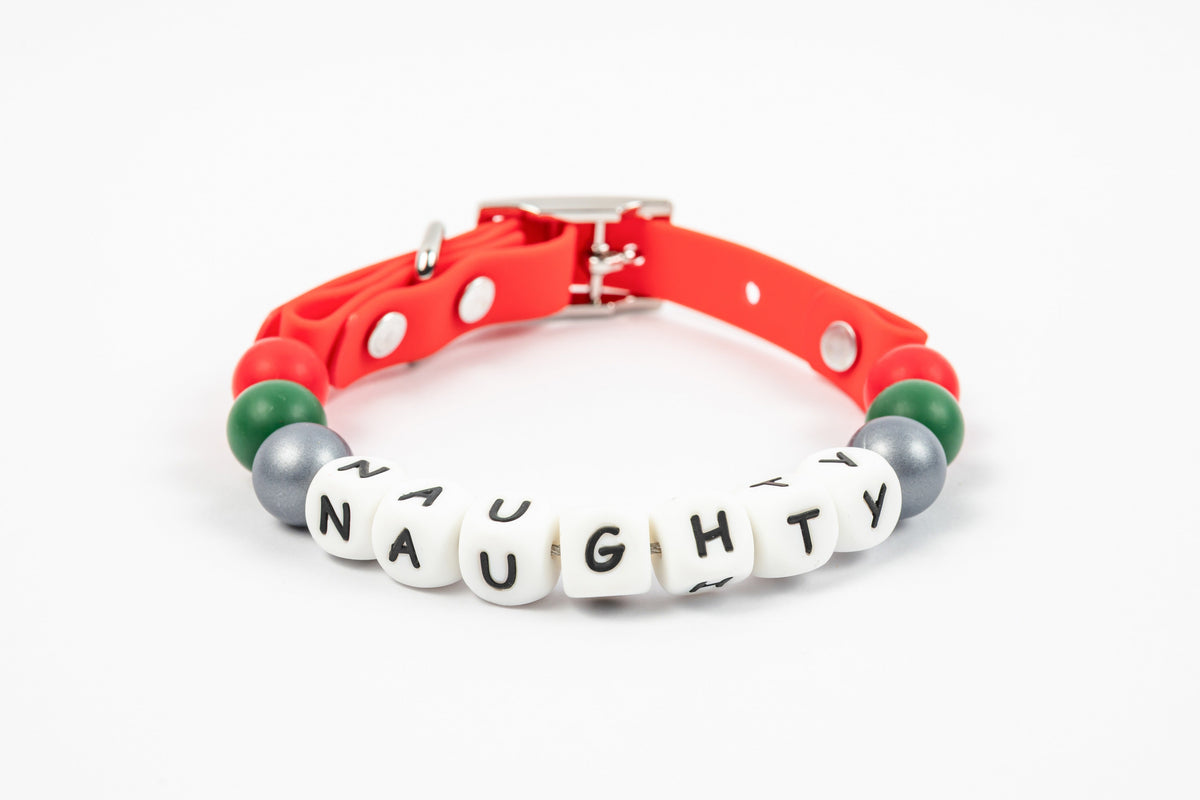 Naughty Bead Dog Collar - Red - Front