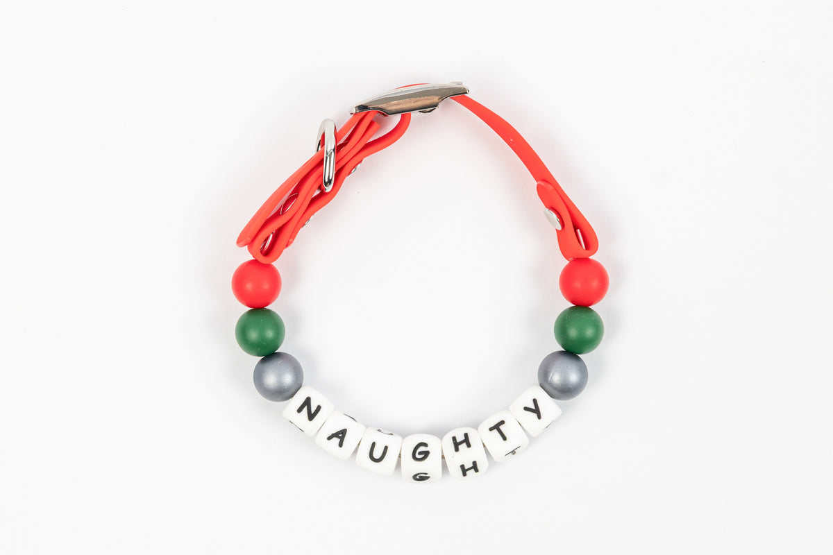 Naughty Bead Dog Collar - Red - Top