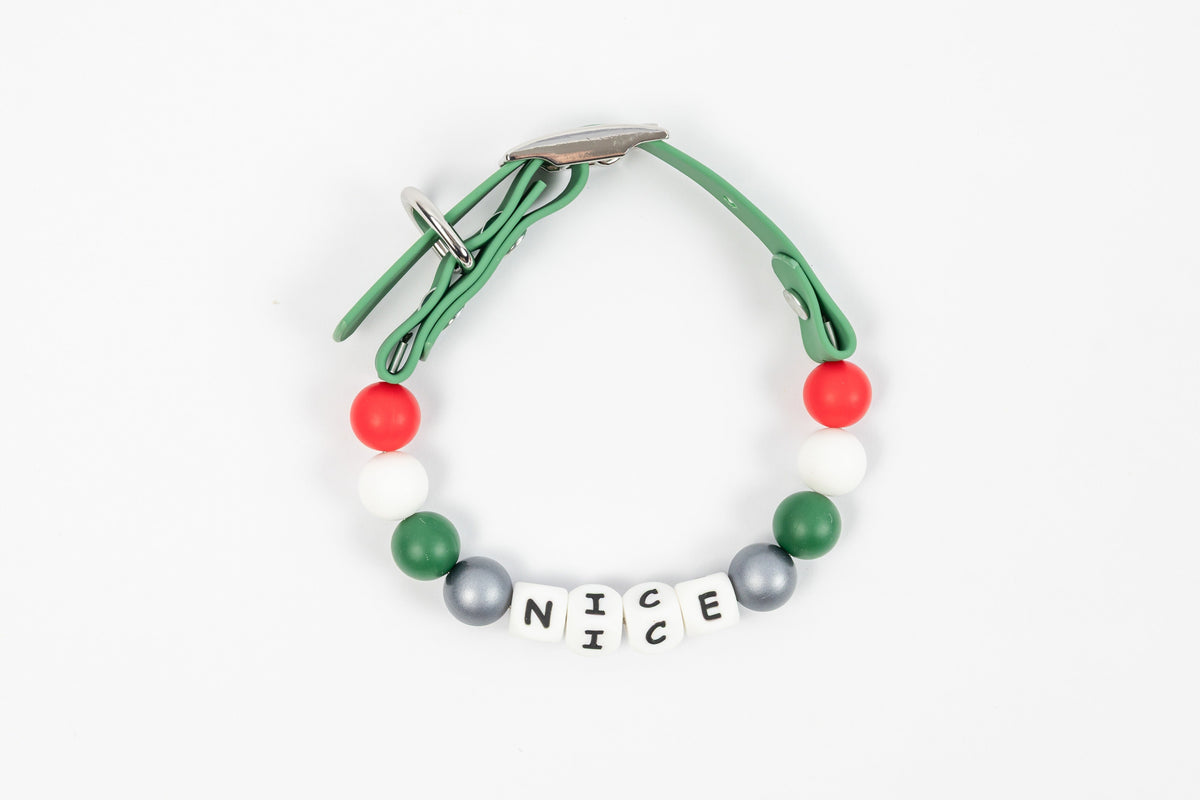 Nice Bead Dog Collar - Green - Top