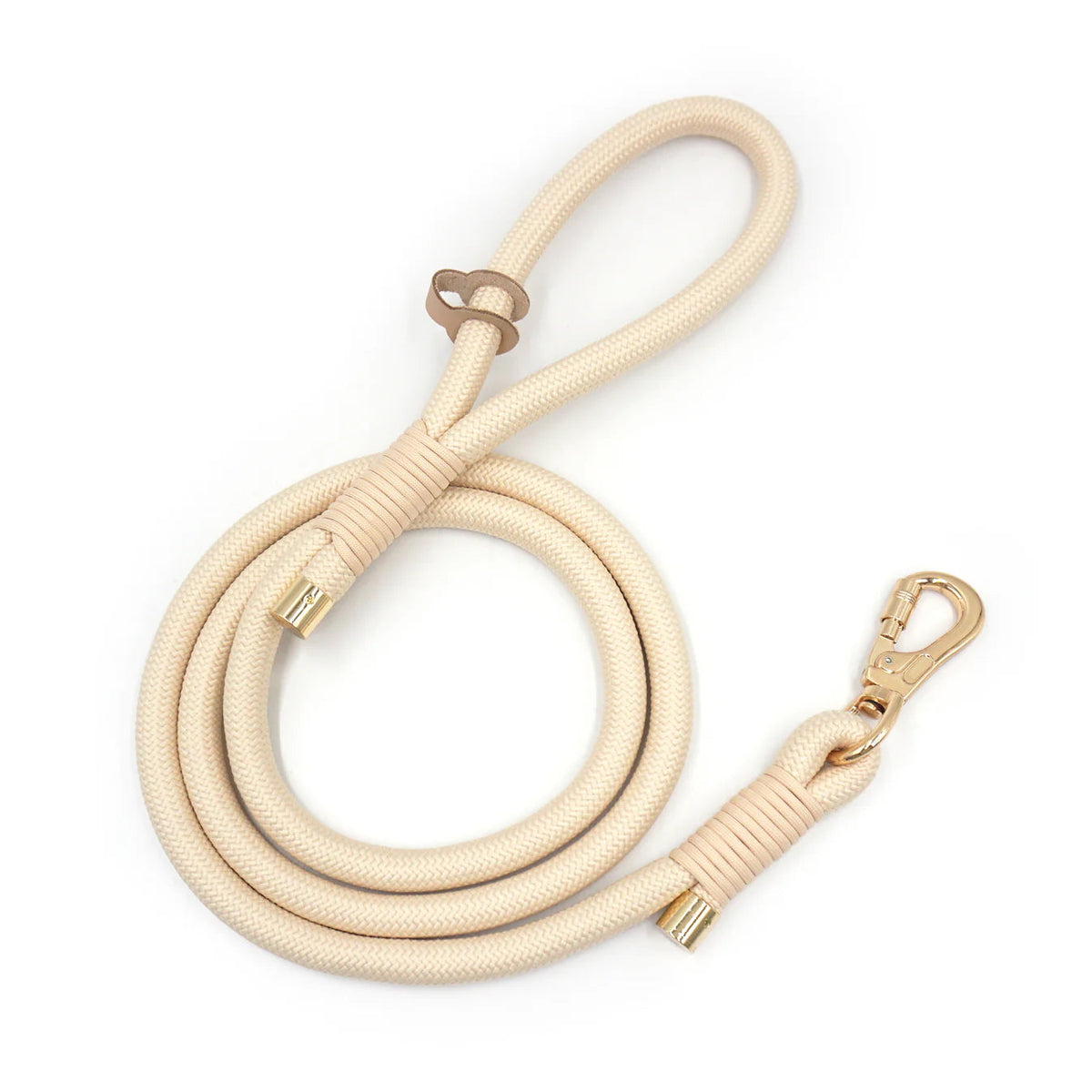 Cream Signature Rope dog leash with polished brass hardware