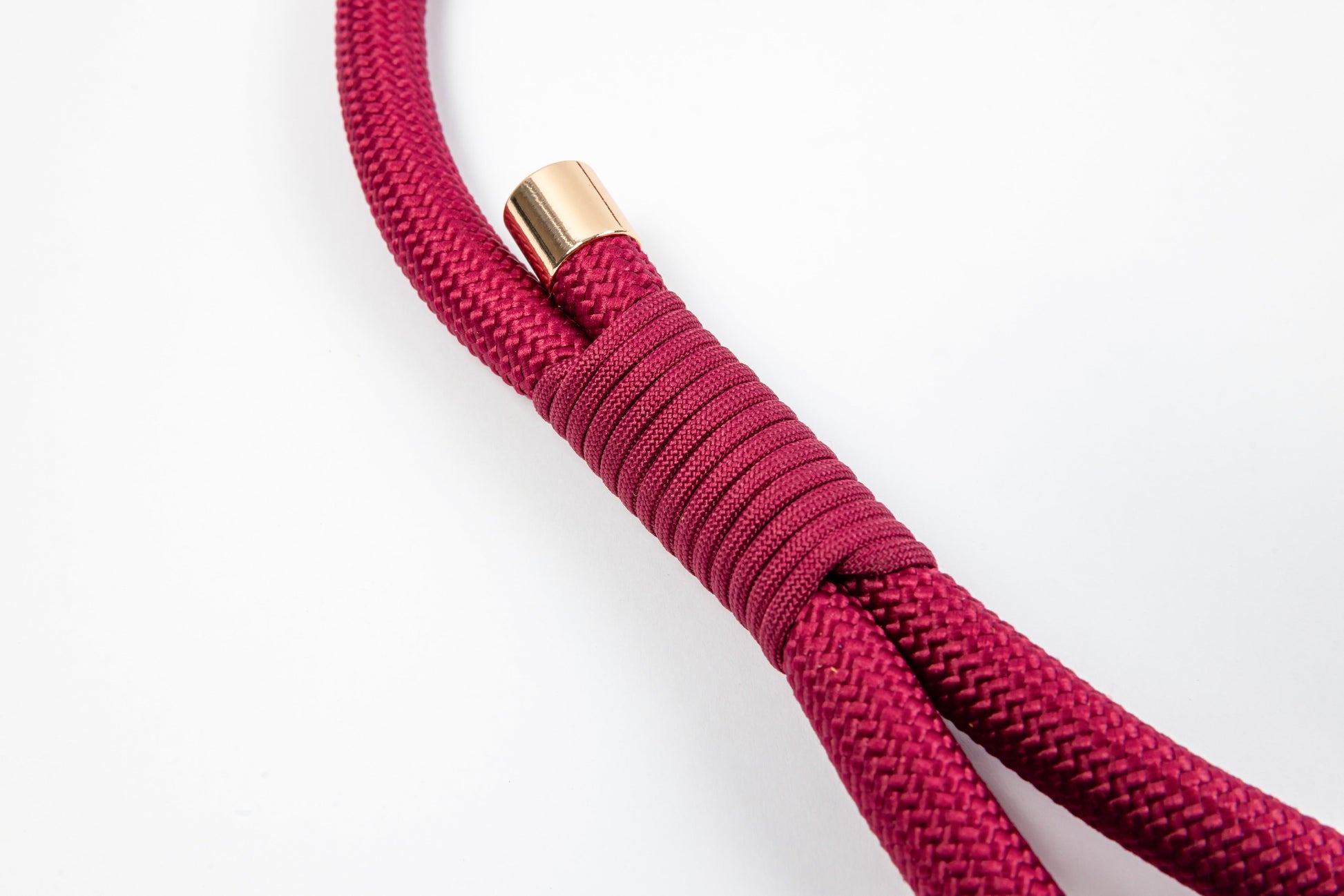 Signature Rope Leash - Wine - Detail - Wrapped Thread Handle and Brass Accents