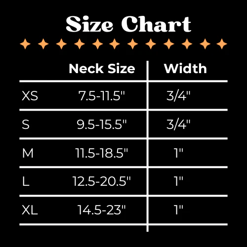 Signature Velvet Collar SIze Chart