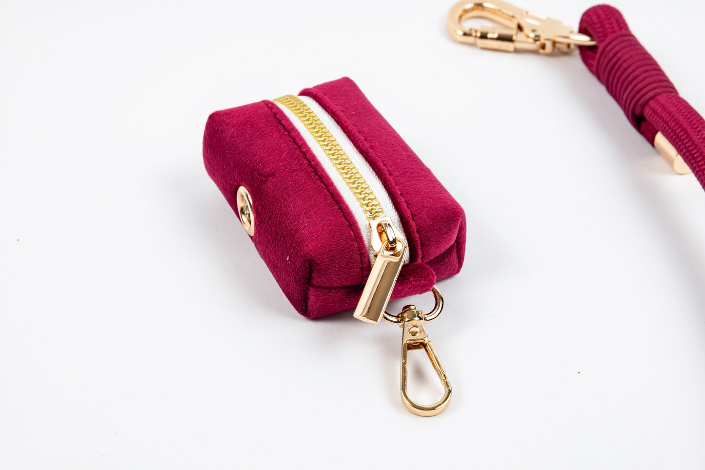 Signature Velvet Poop Bag Dispenser - Wine - Front