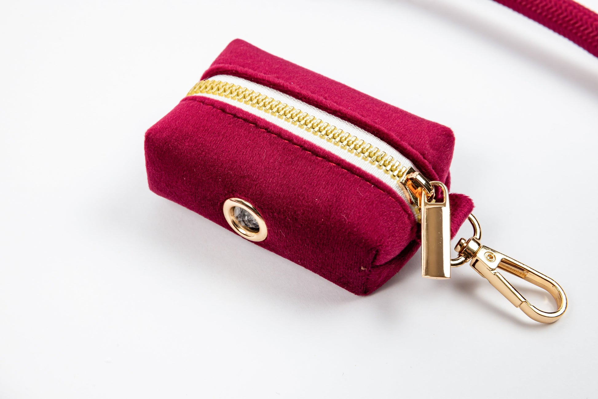 Signature Velvet Poop Bag Dispenser - Wine - Side