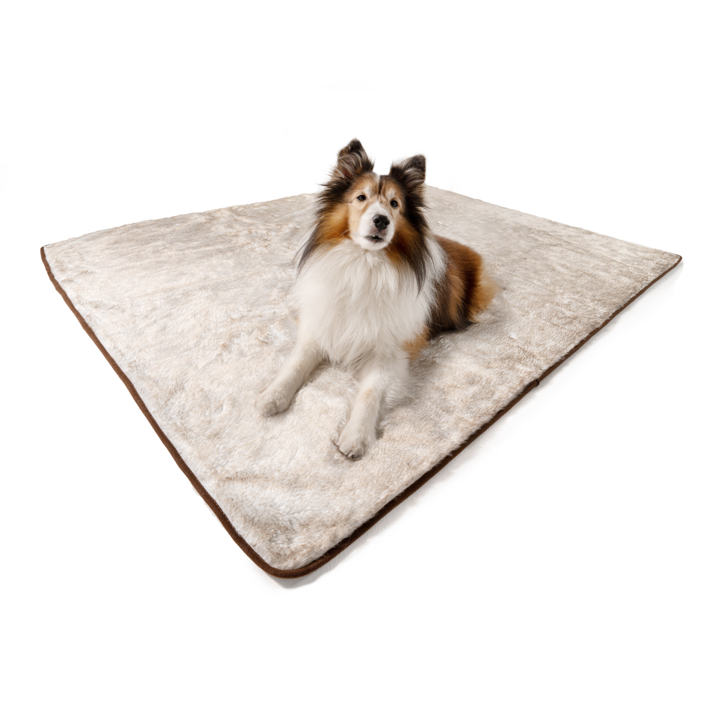 PupProtector™ Summer Short Fur Waterproof Throw Blanket - White with Brown Accents