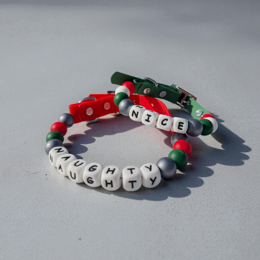 Naughty or Nice Beaded Holiday Dog Collar