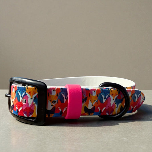 Fox Pattern Printed Biothane Collar