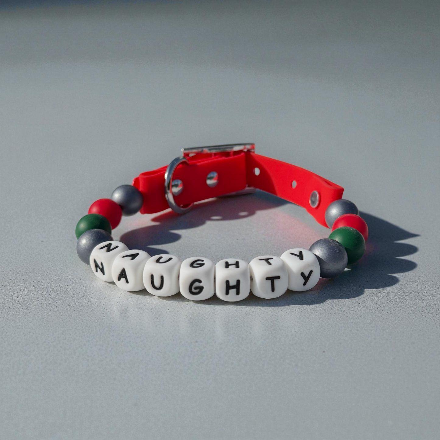 Naughty or Nice Beaded Holiday Dog Collar