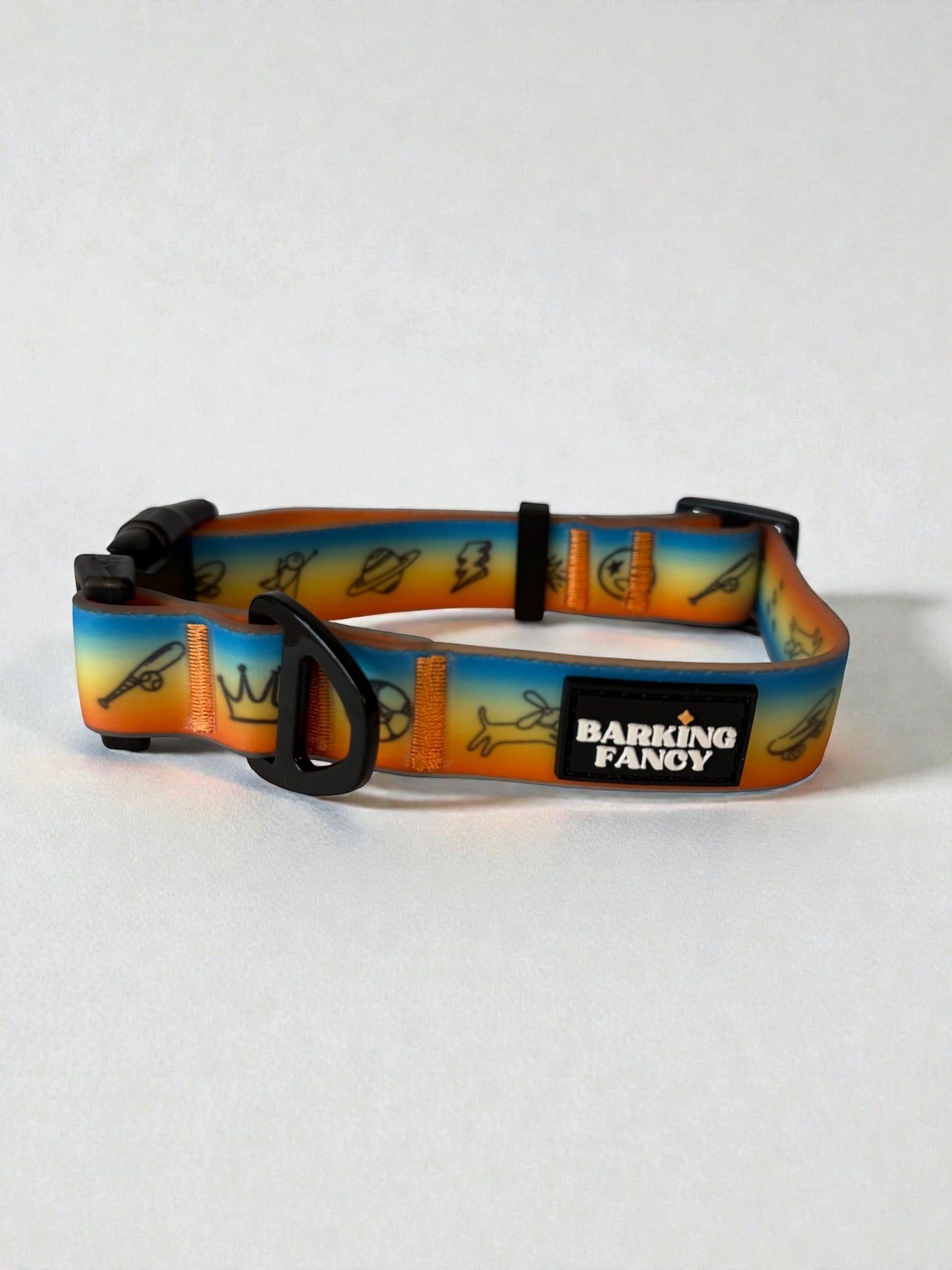 "Doodles" Waterproof Dog Collar - Orange Gradient